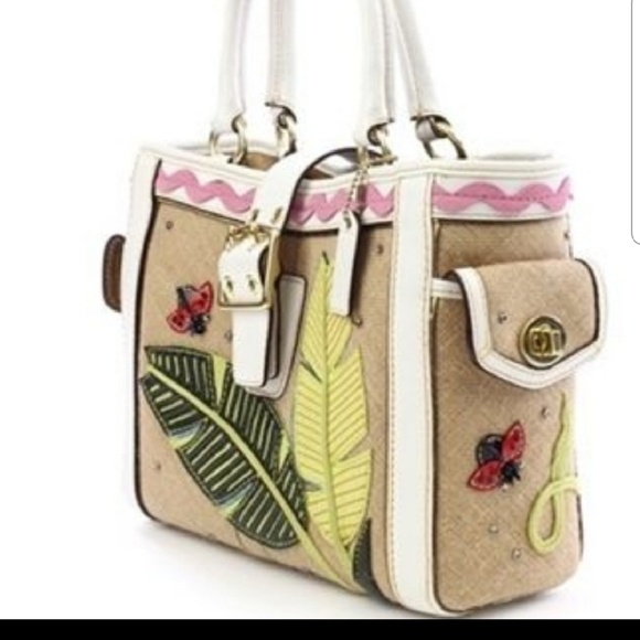 Coach White/Beige Ladybug Tote Bag . - Picture 3 of 8